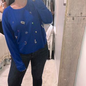 Juicy Couture size XLarge Royal blue cozy spellout sweatshirt